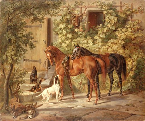 Pferde auf der Veranda, Albrecht Adam
