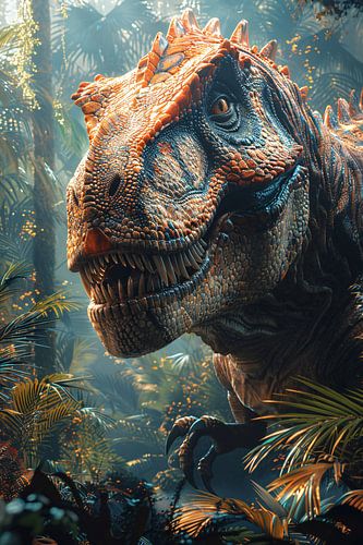 Portret van een majestueuze dinosaurus in het oerwoud