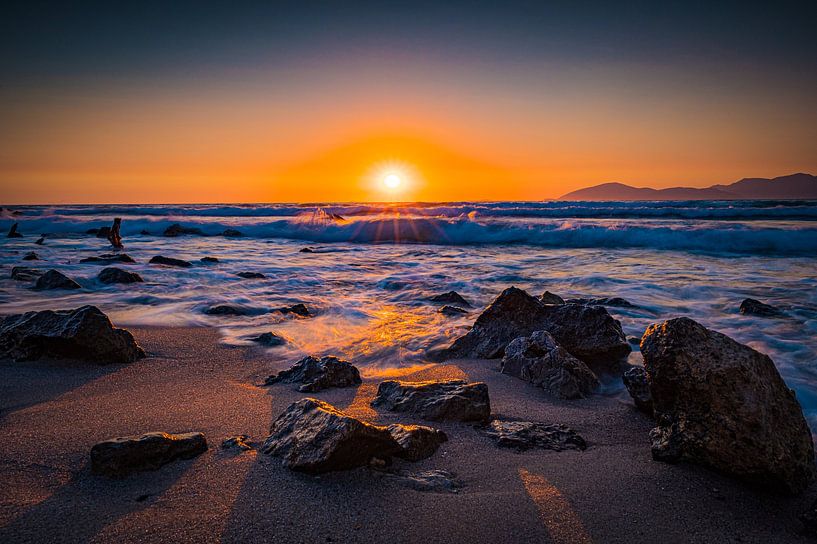 Coucher de soleil sur une plage de l'île de Kos par Marcus Beckert