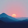 Berglandschaft Sonnenuntergang in blauen Schichten von Eva Lee