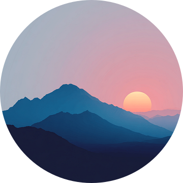 Berglandschap Zonsondergang in Blauwe Lagen