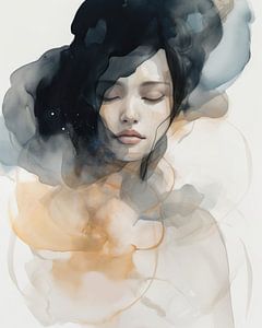 Modernes abstraktes Porträt, Aquarell
