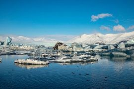 Paysage de l'Islande. Jökulsárlón, la plage de diamants et le glacier Vatnajökull