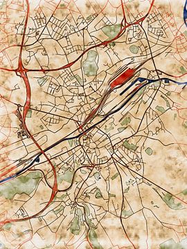 Map of Châtelet with the style 'Serene Summer' by Maporia