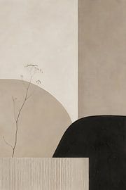 Japandi Abstrait Beige Noir sur FoXo Art