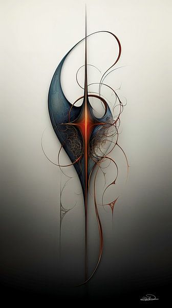 abstract figure in blue and orange by Gelissen Artworks
