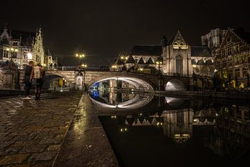 Ghent canal by night von Niki Moens
