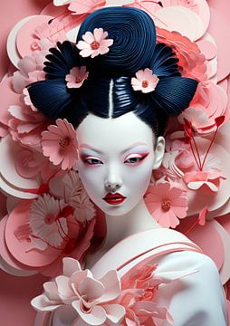 Pink Flower Geisha by Jacky