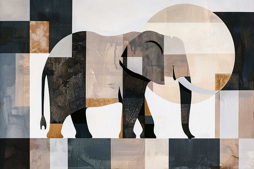 Éléphant abstrait en harmonie géométrique par Art & Soul Creations