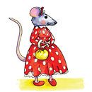 Drôle de souris avec une robe rouge par Ivonne Wierink Aperçu