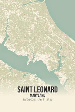 Vintage landkaart van Saint Leonard (Maryland), USA. van Rezona