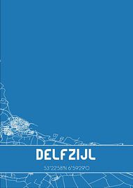 Blauwdruk | Landkaart | Delfzijl (Groningen) van Stad & Wand