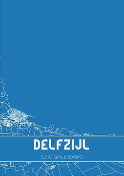 Blauwdruk | Landkaart | Delfzijl (Groningen) van Rezona