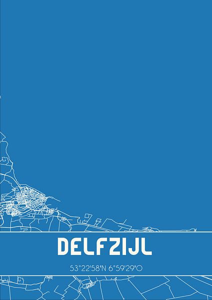 Blueprint | Map | Delfzijl (Groningen) by Prints of Place