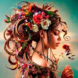 Young woman with a boho braided hairstyle