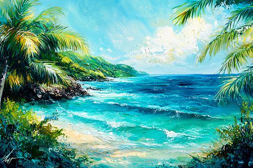 Plage tropicale et vue sur la mer