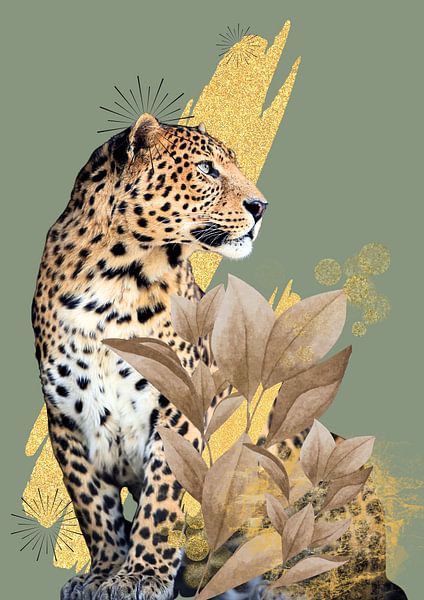 Panter met goudkleurige accenten