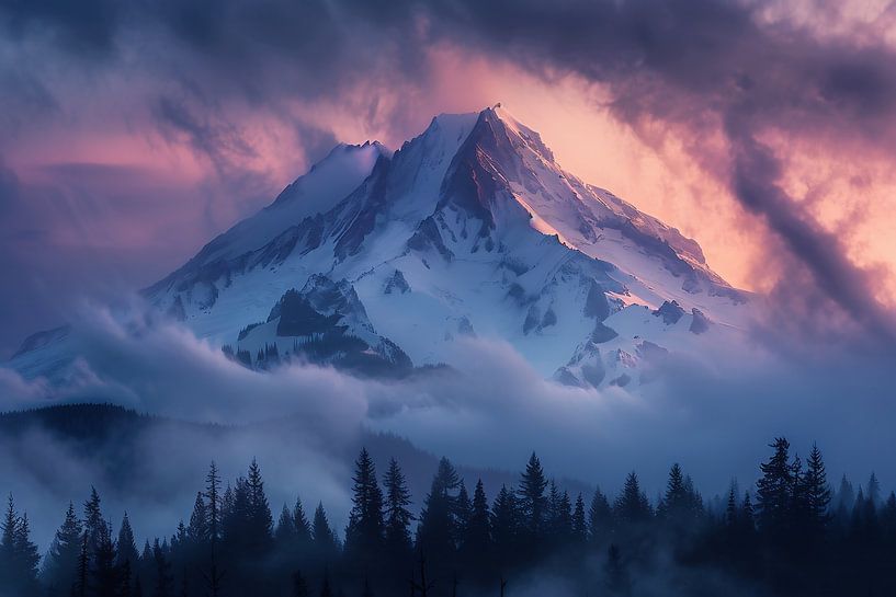 Sonnenkuss auf Bergspitzen von fernlichtsicht