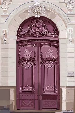 French Doors Bordeaux Red Illustration by Mascha Siekkötter