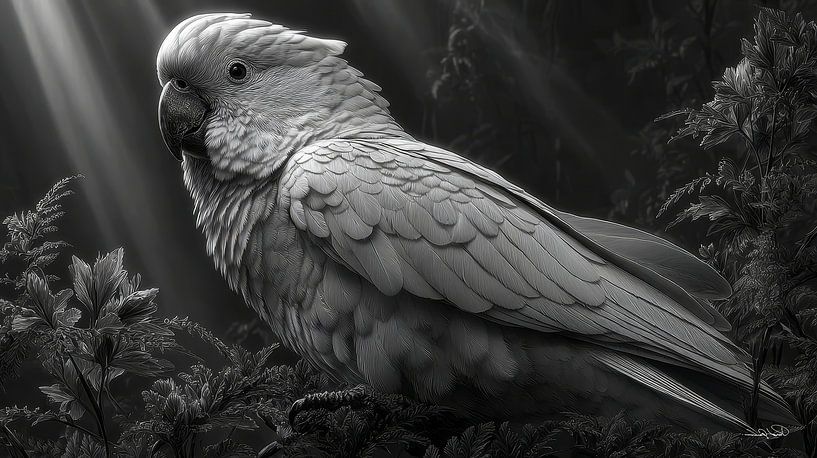 black-and-white parrot cockatoo-ara by Gelissen Artworks