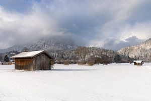 Verschneite Landschaft in Farchant ,Oberbayern