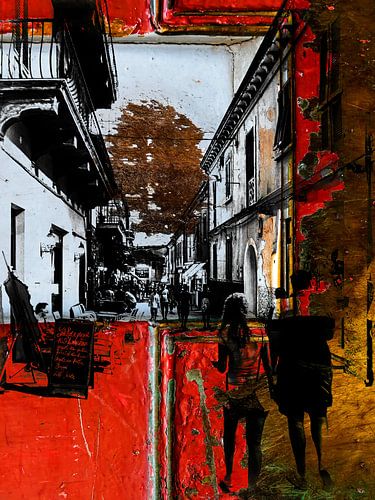 Walking people passing an italian alley