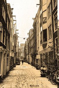 Inner city of Amsterdam Netherlands Sepia