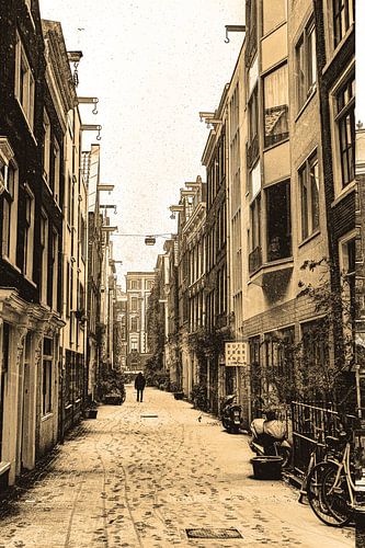 Binnenstad van Amsterdam Nederland Sepia