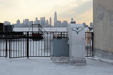 View of Manhattan from a rooftop in Brooklyn New York by Merijn van der Vliet