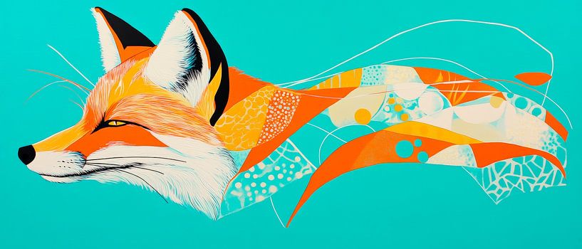 Fox in vibrant colours and patterns by Poster Art Shop