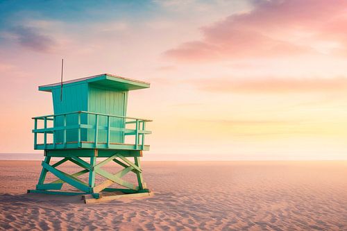 Sunset over a lifeguard's house