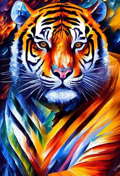 Portrait coloré d'un tigre par Whale & Sons