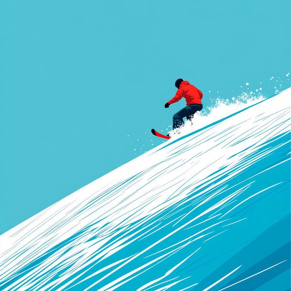 Snowboarder im Pulverschnee von Poster Art Shop