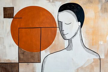 Minimalistische vrouw met geometrische vormen van Poster Art Shop