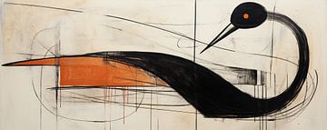 Tanz der Linien | Abstrakte Vogelkunst von Wunderbare Kunst