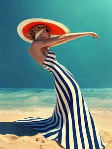 Supermodel op het strand