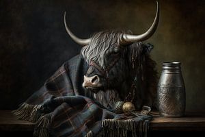 Schwarzer schottischer Highlander | Stilleben