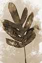 Fern leaf in brown and beige. Modern botanical art in retro style by Dina Dankers thumbnail