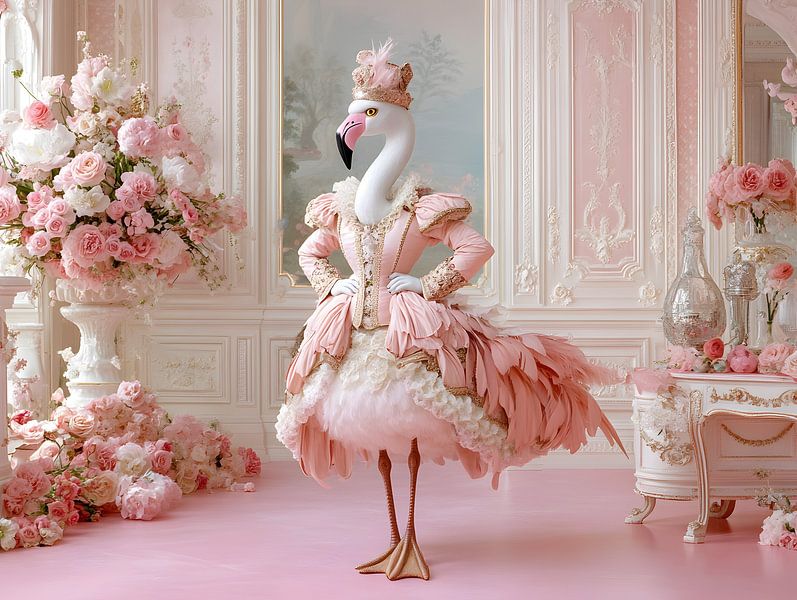 Flamingo schilderij van Heike Hultsch