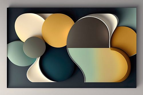 3d geometrische abstracte kunst met neutrale kleuren