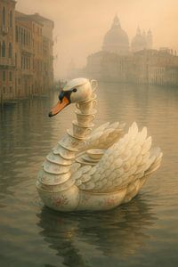 Porzellanschwan in venezianischem Nebel