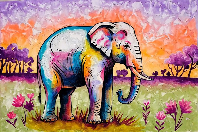 Colourful elephant in abstract nature by Imperial Art House