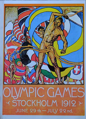 The official poster for the 1912 Olympic Games in Stockholm