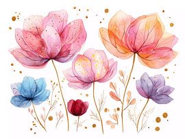 Etherische aquarelbloemencollectie