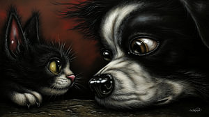 Hund - Katze - Cartoon