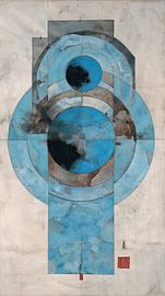 Lobby art | Patina Blue Vertical Harmony by Eye catching paintings
