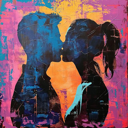 Kleurrijke liefdeskus pop art