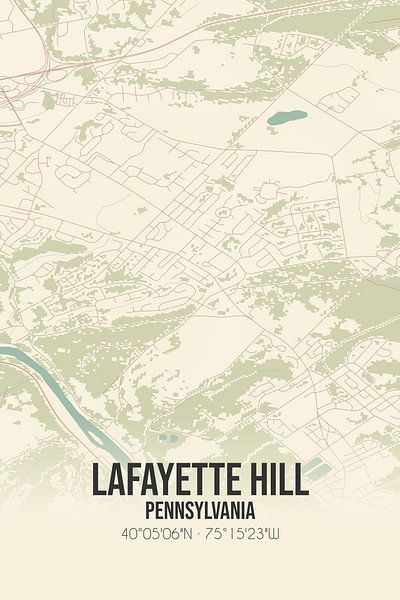 Vintage map of Lafayette Hill (Pennsylvania), USA. by Prints of Place