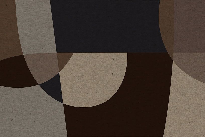 Brown, grey, beige organic shapes. Modern abstract retro geometric art in earthy tints VII by Dina Dankers