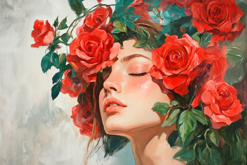 Woman with rosary in soft light by Poster Art Shop